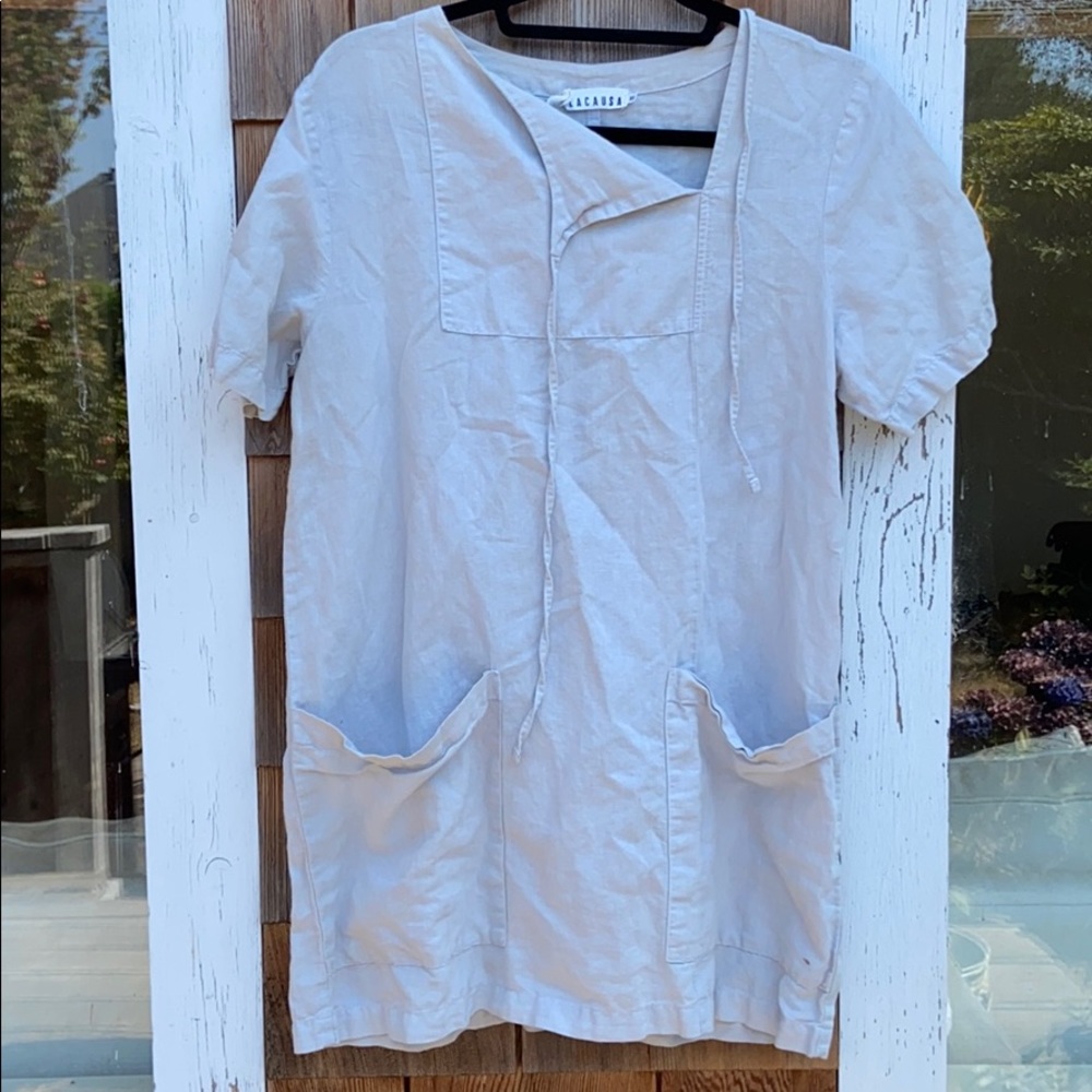 Reserved- Anthropologie linen dress Lacausa-xs